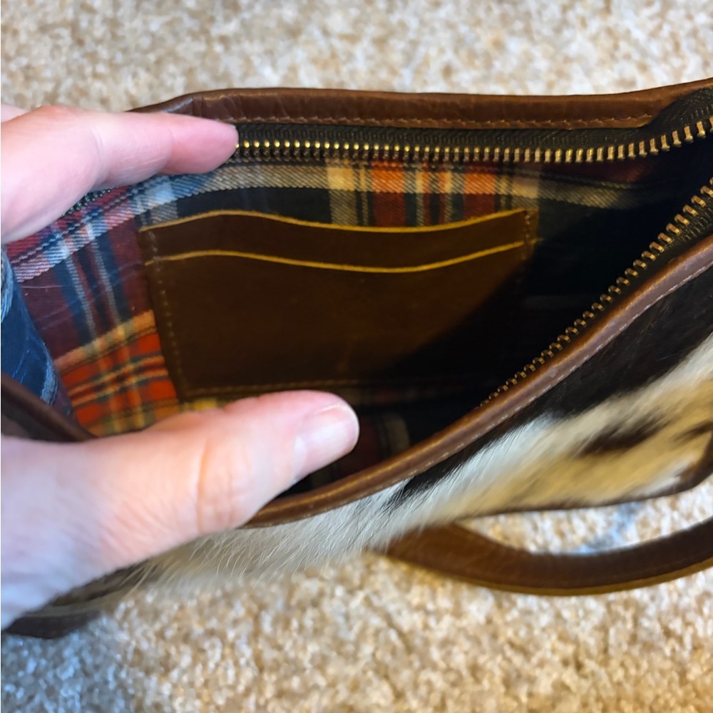 Charlie Leather Tri Color Cow Hide Italian Nora Mini Baguette Crossbody Harlow - Picture 6 of 6